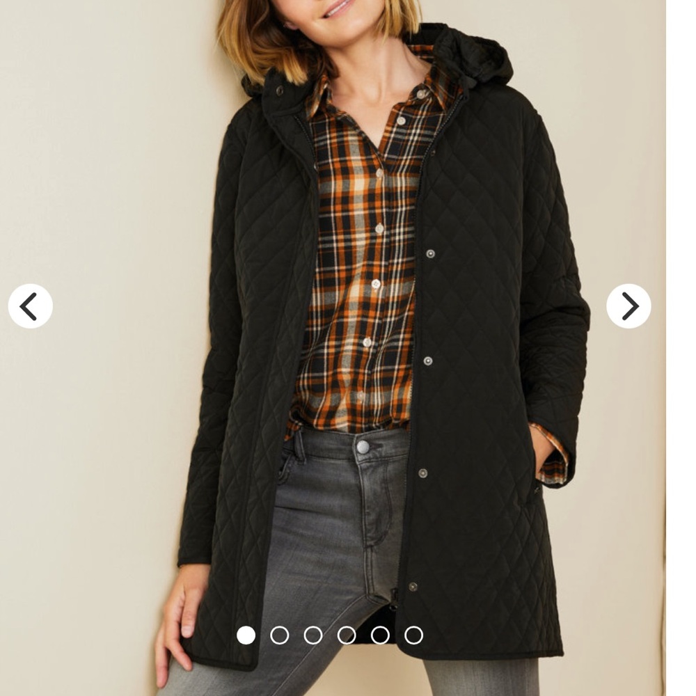 Garnet Hill Recycled Quilted Car Coat Black size XS